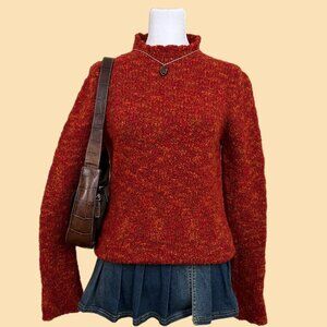 autumnal marbled boho granola it girl knit sweater